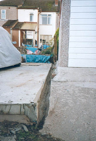 Drain between the garages.